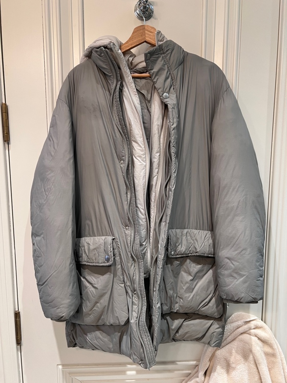 Zara Gray Oversized Women’s Puffer Coat